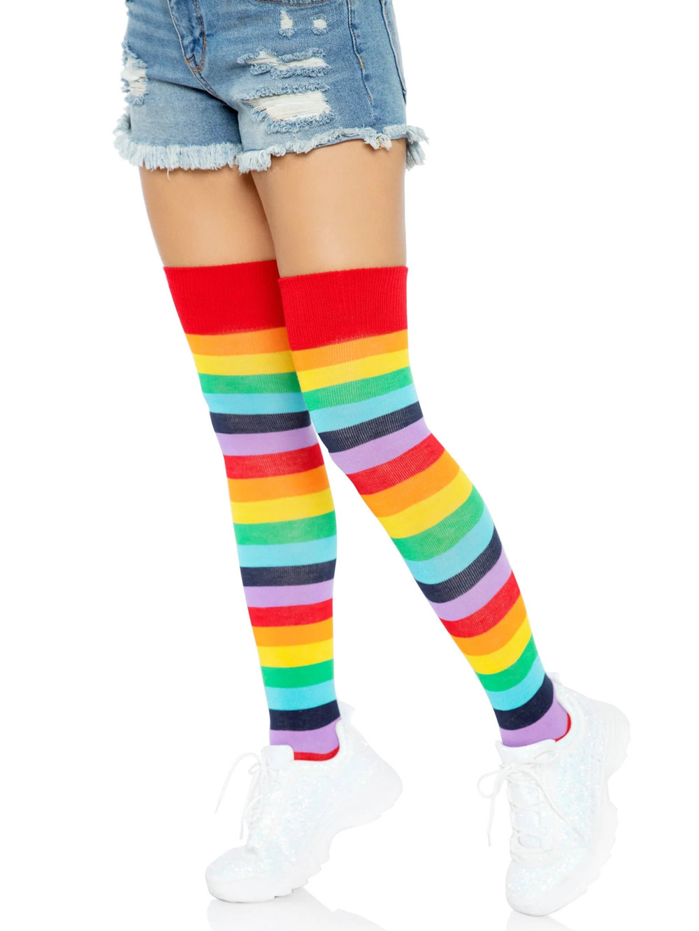 Leg Avenue - Cherry Rainbow Thigh High Socks - MULTICOLOR